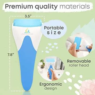 PUR Botanicals Blue Ice Roller for Face and Eyes Puffiness Relief - Therapeutic Frozen Cold Skinny Ice Roller for Face Massage - Beauty Skin Care Ice Roller Tools - Reduce Pain Migraine and Wrinkles