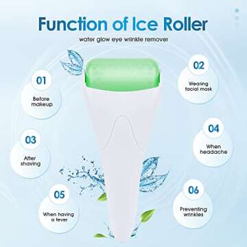 3-in-1 Natural Jade Roller and Gua Sha Set for Face and Eye Ice Roller Facial Cooling Massage Roller (White Ice Roller + Jade Roller + Gua Sha)