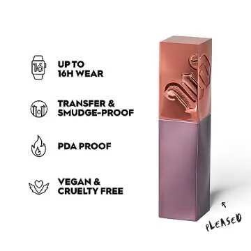 URBAN DECAY Vice Lip Bond Glossy Longwear Liquid Lipstick (Pleased - Warm Apricot Nude), Transfer-proof, Smudge-proof, Bold Longwear Shades Up to 16HR Wear, Vegan, Cruelty-free - 0.14 fl oz