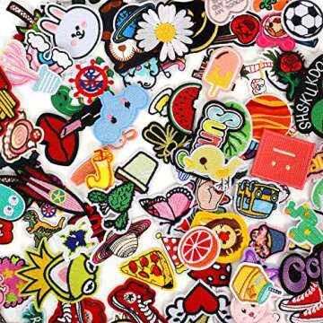NICEVINYL Embroidered Iron-on Patches Applique: 72Pcs Random Assorted Decorative Patches Iron on/Sew...