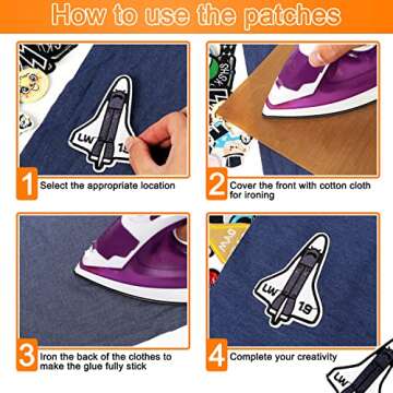 NICEVINYL Embroidered Iron-on Patches Applique: 72Pcs Random Assorted Decorative Patches Iron on/Sew on for Clothing Accessories