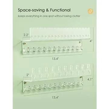 Oaque Acrylic Hanging Jewelry Organizer Wall Mounted Jewelry Holder with Floating Shelf, Necklace Holder Organizer, Stud Earring Organizer and Ring Holder for Women Girls (2 Pack)