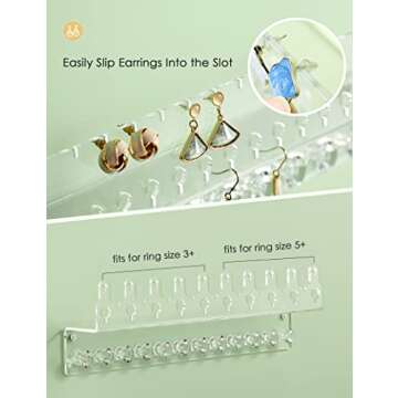 Oaque Acrylic Hanging Jewelry Organizer Wall Mounted Jewelry Holder with Floating Shelf, Necklace Holder Organizer, Stud Earring Organizer and Ring Holder for Women Girls (2 Pack)
