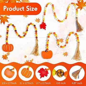 Jetec Thanksgiving Wood Bead Garland for Fall Decor