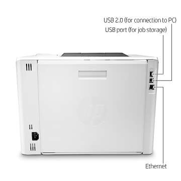 HP Color LaserJet Pro M454dn Printer, Double-Sided Printing & Built-in Ethernet (W1Y44A) White