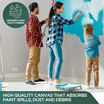 All Purpose Canvas Drop Cloth - Durable & Reusable 9x12'
