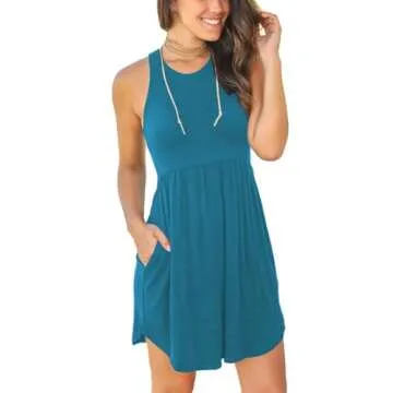 HiMONE Summer Dresses Women's Casual Sundresses for Women Casual Beach Petite Sun Dress with Pocket 2025 Trendy