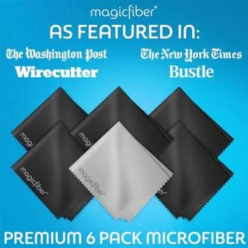 MagicFiber Microfiber Cleaning Cloth, 6 Pack - Premium Cloth for Glasses, Lens, Screens & More