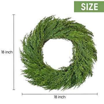 Vita Domi 18'' Diameter Premium Faux Cedar Wreath - Realistic Christmas, Holiday Decor for Front Door & Wall - Festive Artificial Green Thanksgiving, Fall, Year-Round, VTD-ABF-XX7984