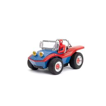 Jada Spider-Man Buggy RC with Non-Removable Spider-Man Figure – 7", Turbo Button, Full-Function Remote Control, Ages 6+, Red/Blue