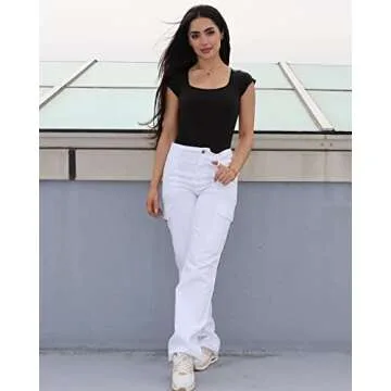 SUUKSESS Women Cap Sleeve Square Neck Bodysuit Seamless Short Sleeve Body Suit Top (Black, S)