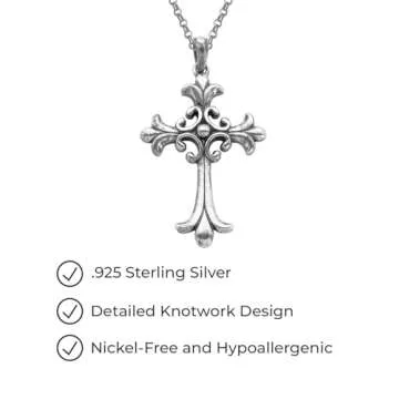 Amazon Essentials womens Sterling Silver Oxidized Celtic Cross Pendant Necklace, 18" (previously Amazon Collection)