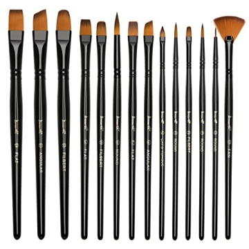 Brusarth Paint Brushes Set - Complete 14 PCS Artist Brush Kit for All Painting Needs
