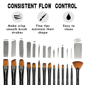 Brusarth 14 PCS Paint Brushes Set for Artists and Hobbyists