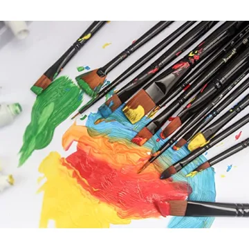 Brusarth 14 PCS Paint Brushes Set for Artists and Hobbyists