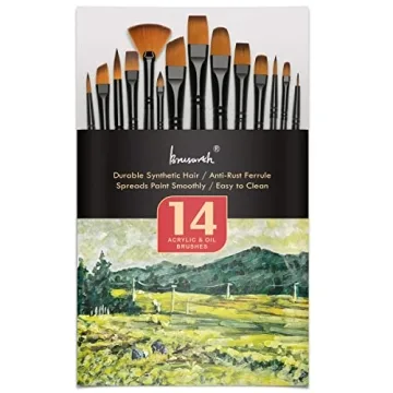 Brusarth 14 PCS Paint Brushes Set for Artists and Hobbyists