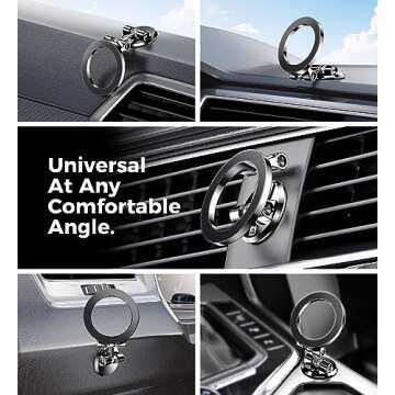 ADIUPUL Folding Fits Magsafe Car Mount【Military Grade All Metal】 for iPhone Car Mount, Magnetic Phone Holder for Car Fit for iPhone 14 13 12 Pro Max Plus Mini