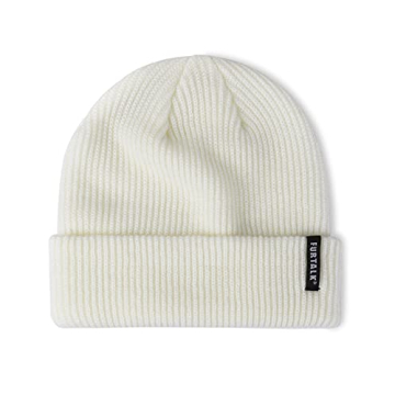 FURTALK Beanie Hat for Women Men Winter Hat Womens Cuffed Beanies Knit Skull Cap Warm Ski Hats White