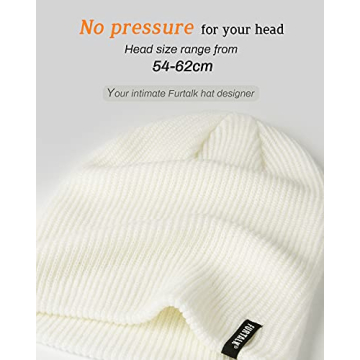 FURTALK Beanie Hat for Women Men Winter Hat Womens Cuffed Beanies Knit Skull Cap Warm Ski Hats White