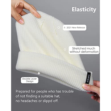 FURTALK Beanie Hat for Women Men Winter Hat Womens Cuffed Beanies Knit Skull Cap Warm Ski Hats White