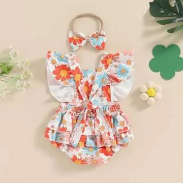 ZAXARRA Baby Girls 2Pcs Summer Outfit with Headband