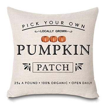 Kithomer Fall Pumpkin Patch Throw Pillow Covers - 18x18 Inch Stylish Fall Decor