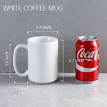 UOhost 6 PCS 15 OZ Sublimation Mugs White Coated Ceramic Coffee Cups,Classic Drinking Cups with Handles, DIY Mugs for Milk,Tea,Latte