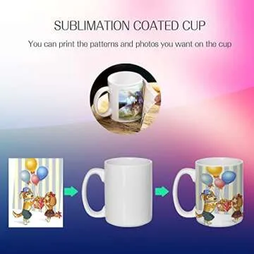 UOhost 6 PCS 15 OZ Sublimation Mugs White Coated Ceramic Coffee Cups,Classic Drinking Cups with Handles, DIY Mugs for Milk,Tea,Latte