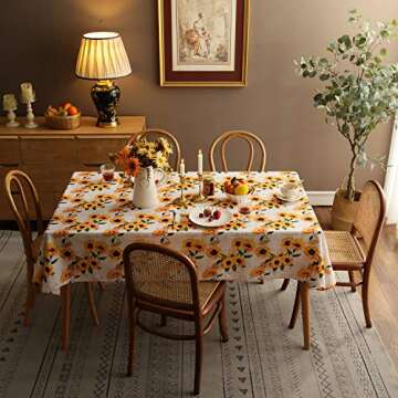 Joyfol Sunflower Tablecloth - Waterproof Floral Design