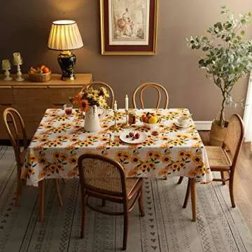 Joyfol Sunflower Tablecloth - Waterproof Floral Design