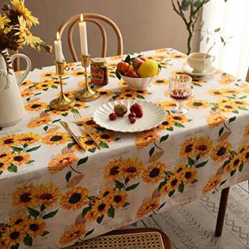 Joyfol Sunflower Tablecloth - Waterproof Floral Design