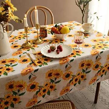 Joyfol Sunflower Tablecloth - Waterproof Floral Design