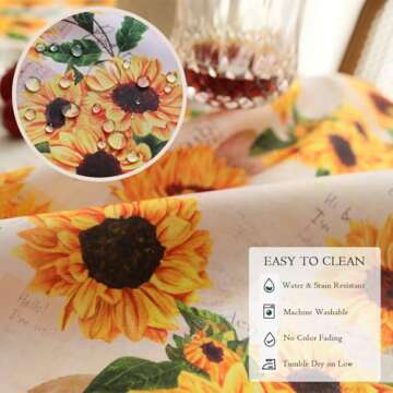 Joyfol Sunflower Tablecloth - Waterproof Floral Design