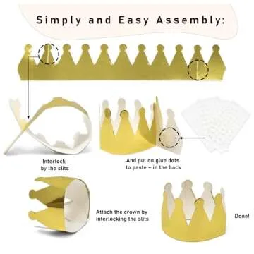 Gift Boutique 100 Pieces Gold Crown Paper Napkin Rings Golden Crowns Napkin Ring Holders Wedding Napkin Band for Home Kitchen Dining Table Bridal Shower Prince Princess Party Supplies Tableware Decor