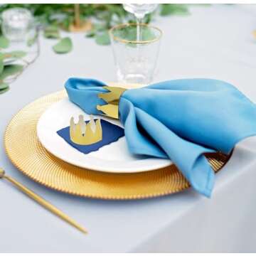 Gift Boutique 100 Pieces Gold Crown Paper Napkin Rings Golden Crowns Napkin Ring Holders Wedding Napkin Band for Home Kitchen Dining Table Bridal Shower Prince Princess Party Supplies Tableware Decor