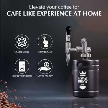 The Original Royal Brew Nitro Cold Brew Coffee Maker - Gift for Coffee Lovers - 64 oz Home Keg, Nitrogen Gas System Coffee Dispenser Kit