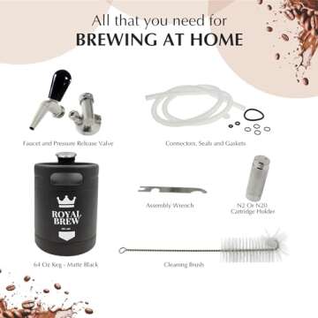 The Original Royal Brew Nitro Cold Brew Coffee Maker - Gift for Coffee Lovers - 64 oz Home Keg, Nitrogen Gas System Coffee Dispenser Kit