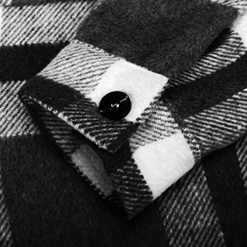 Plaid Flannel Button Down Shirt for Women - Black