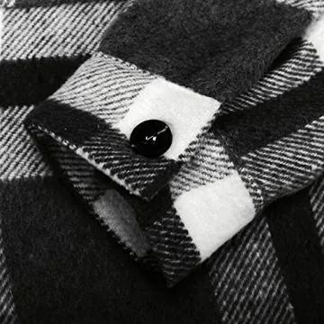 Plaid Flannel Button Down Shirt for Women - Black