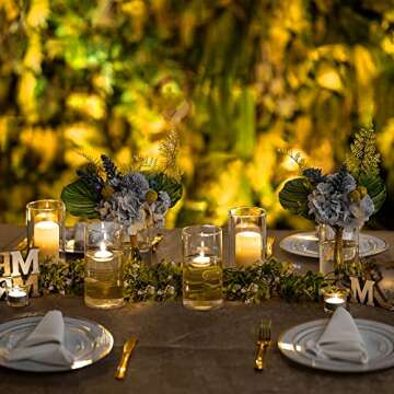 Hewory Glass Cylinder Vases Set of 6, Hurricane Candle Holders for Pillar or Floating Candles, Tall ...