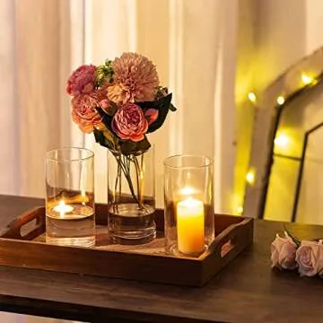 Hewory Glass Cylinder Vases Set of 6 for Centerpieces