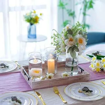 Hewory Glass Cylinder Vases Set of 6 for Centerpieces