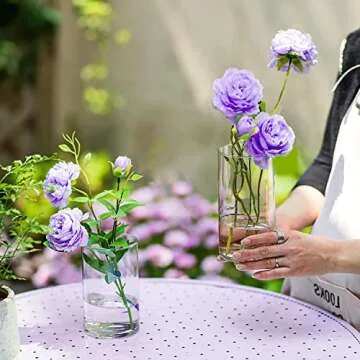 Hewory Glass Cylinder Vases Set of 6 for Centerpieces