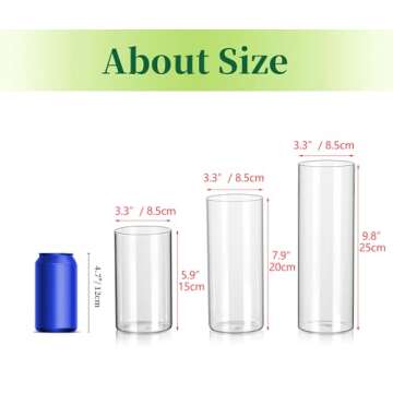 Hewory Glass Cylinder Vases Set of 6 for Centerpieces