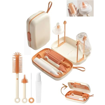 Travel Bottle Cleaner Kit – 7-in-1 Baby Cleaning Essential Set, BPA-free, Portable & Organized for...