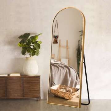 NicBex Arch Full Length Mirror, 64" x 21" Metal Free-Standing Mirror as Floor Mirror for Bedroom/Bat...