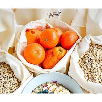 Reusable Cotton Produce Bags - Eco Friendly & Durable