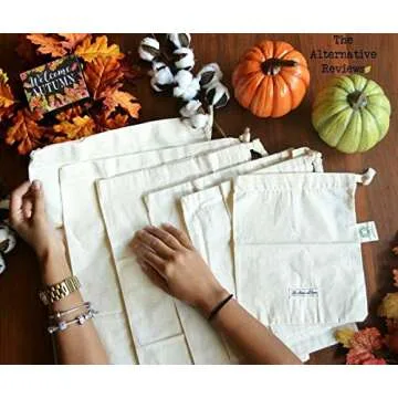 Reusable Cotton Produce Bags - Eco Friendly & Durable