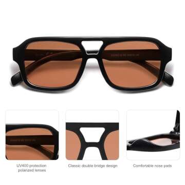 SOJOS Retro Aviator Sunglasses for Men Women Polarized Shades