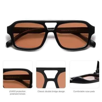 SOJOS Retro Aviator Sunglasses for Men Women Polarized Shades
